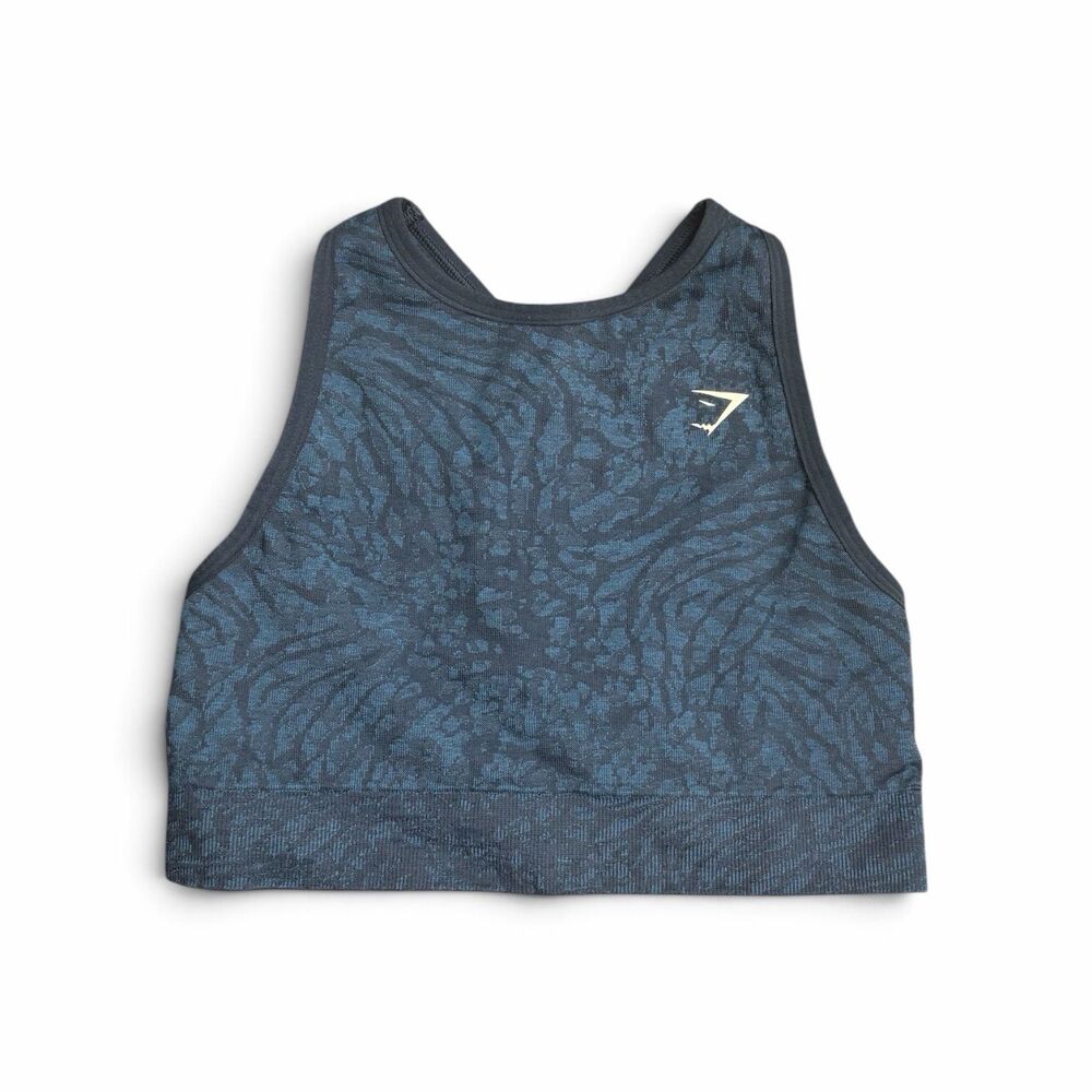 Gymshark Adapt Animal Seamless Sports Bra Small Wild Navy Blue Animal Print